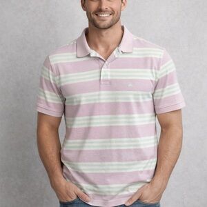 Brooks Brothers Pink Striped Polo Shirt Men’s Large Classic Preppy
